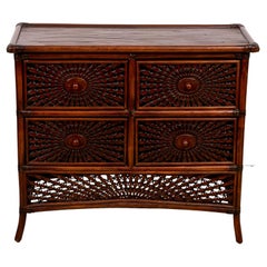 Rattan Chest with Sunburst Detail