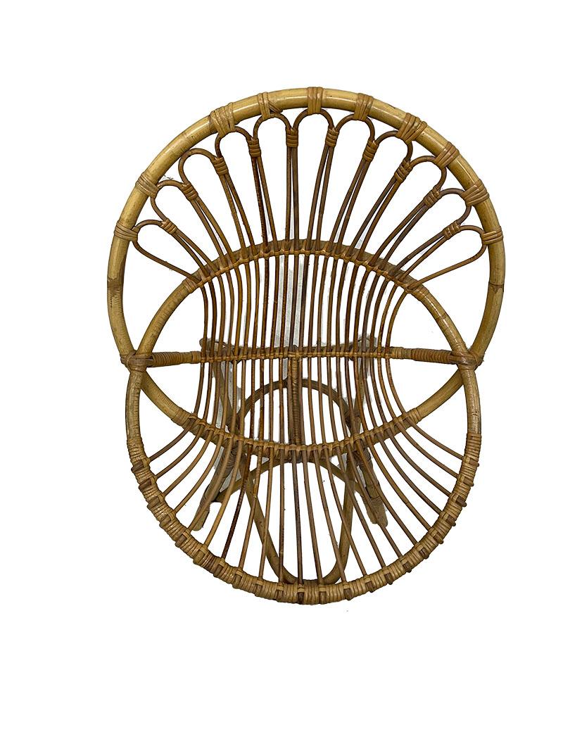 Rattan children's chair with bookshelf, 1960s For Sale 4