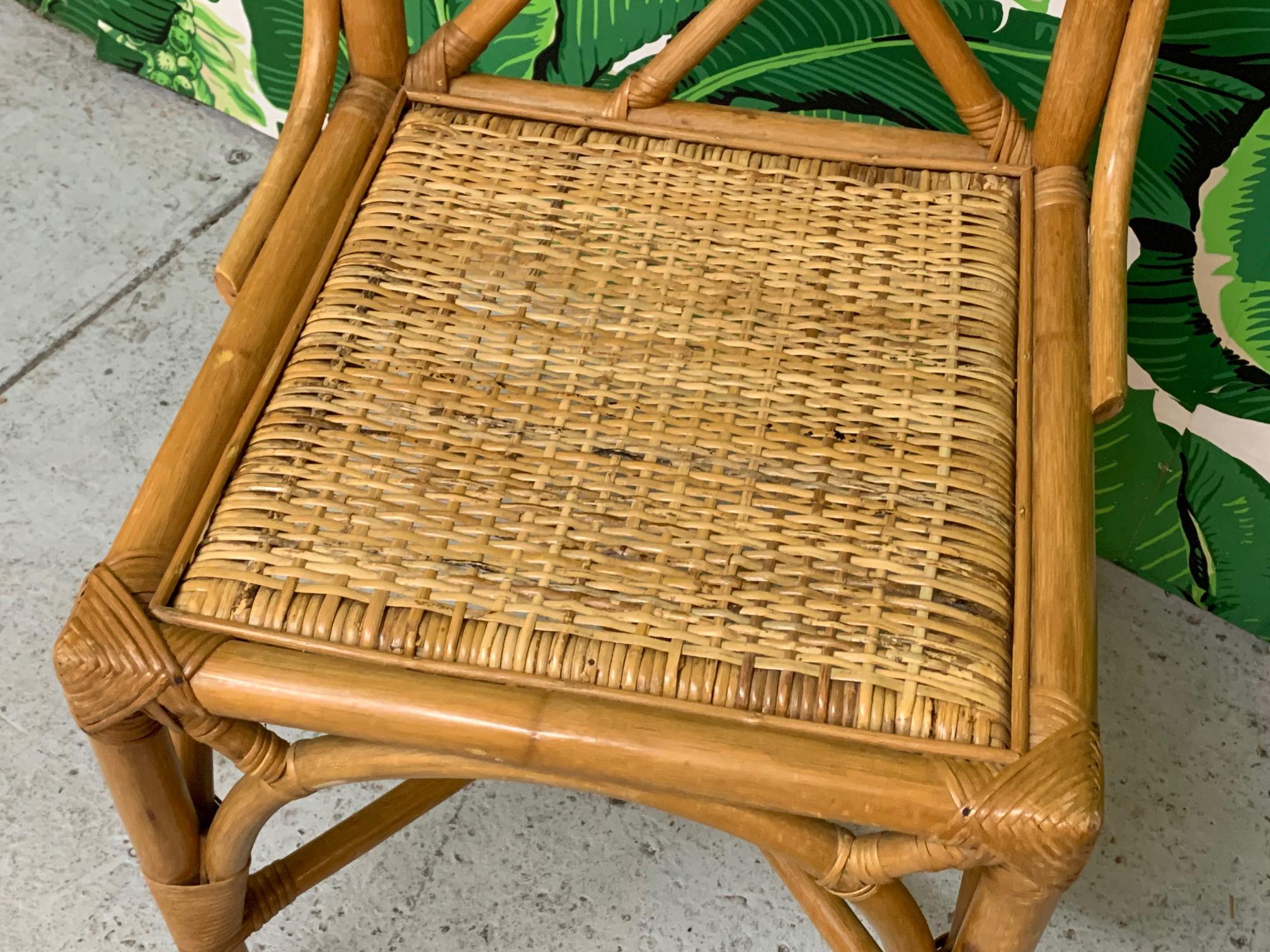 Rattan Chinese Chippendale Dining Chairs, Set of 6 In Good Condition In Jacksonville, FL
