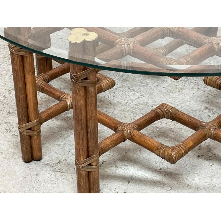 American Rattan Chinese Chippendale Fretwork Coffee Table by McGuire