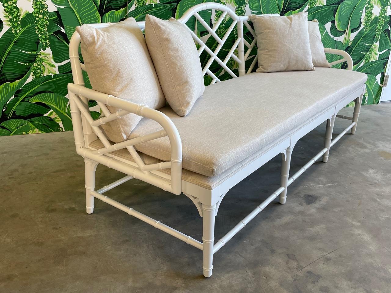 Faux Bamboo Chinese Chippendale Garden Sofas, A Pair 1