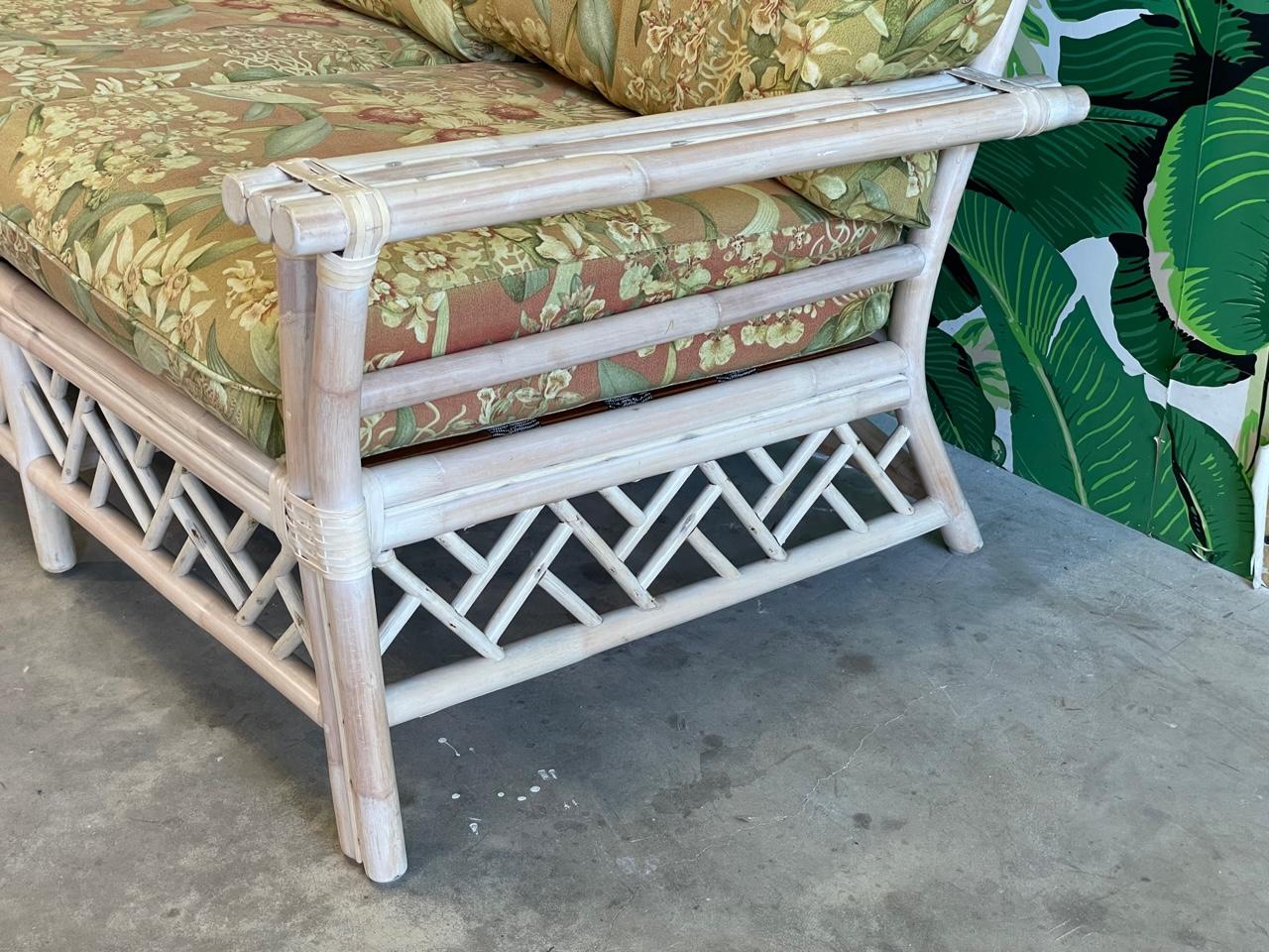 Rattan Chinese Chippendale Style Sofa For Sale 2