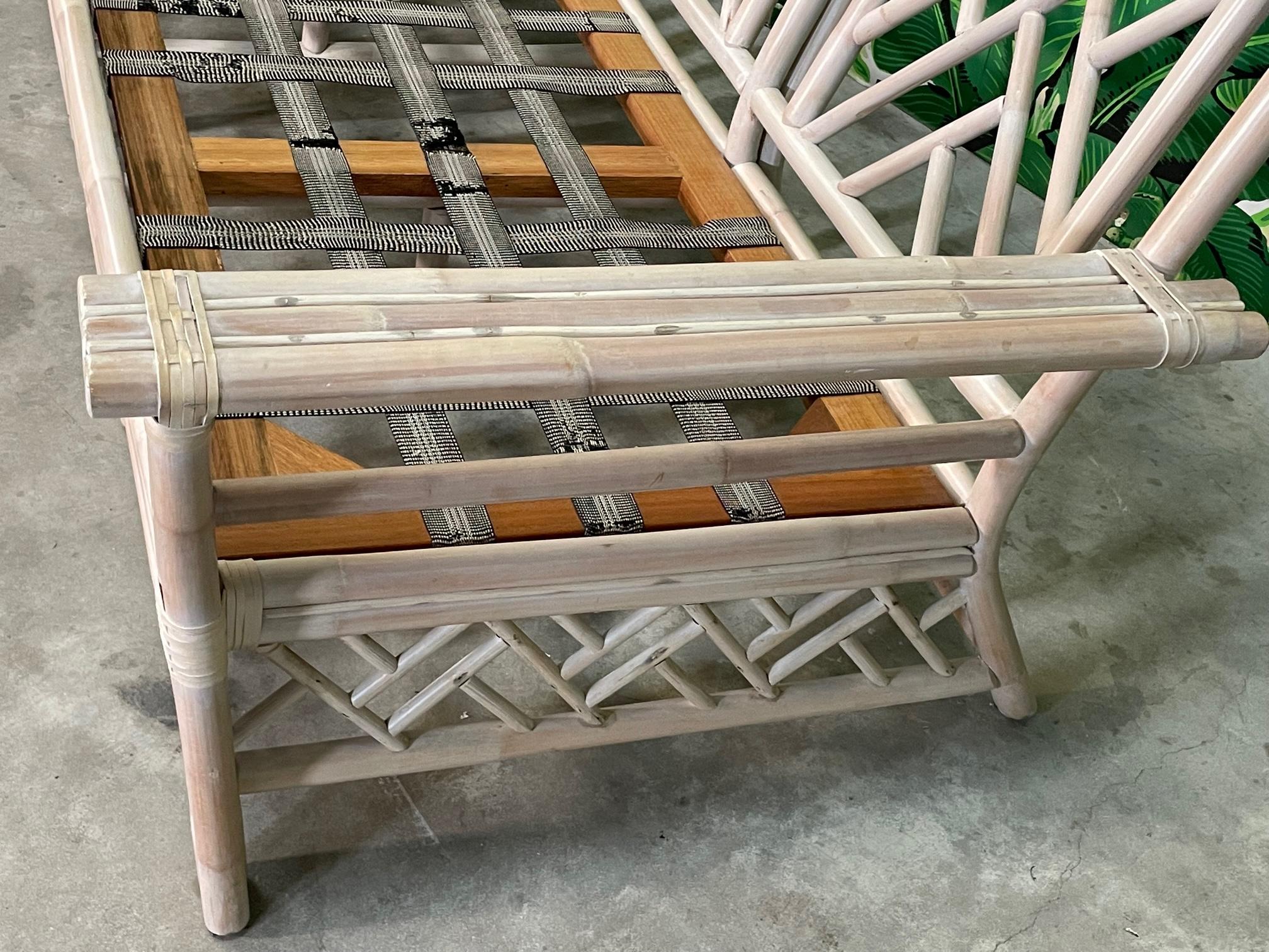 Rattan Chinese Chippendale Style Sofa For Sale 3