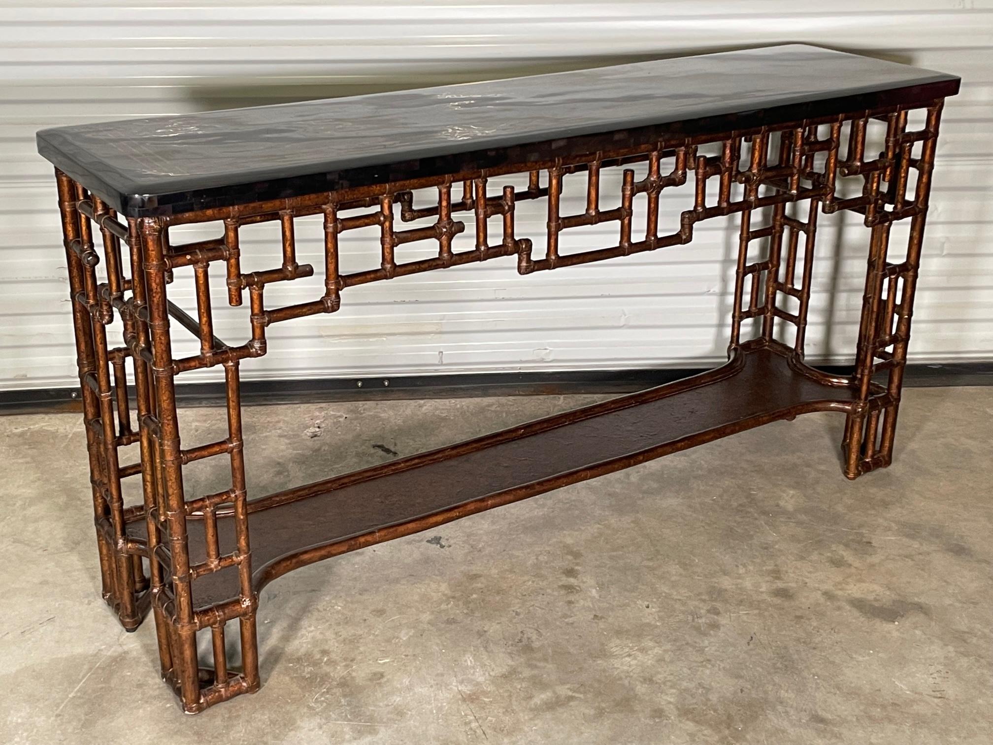 American Rattan Chinoiserie Console Table by Lexington