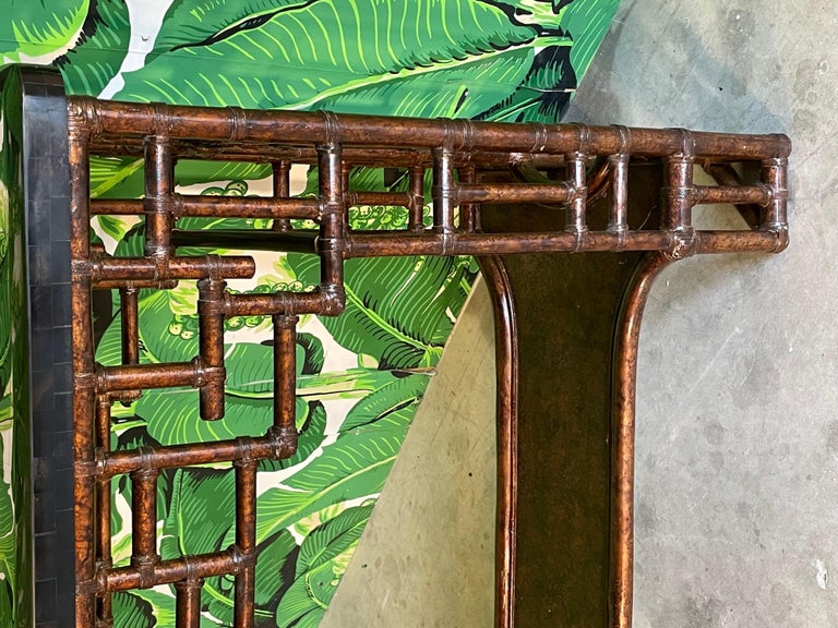 Rattan Chinoiserie Console Table by Lexington For Sale 2