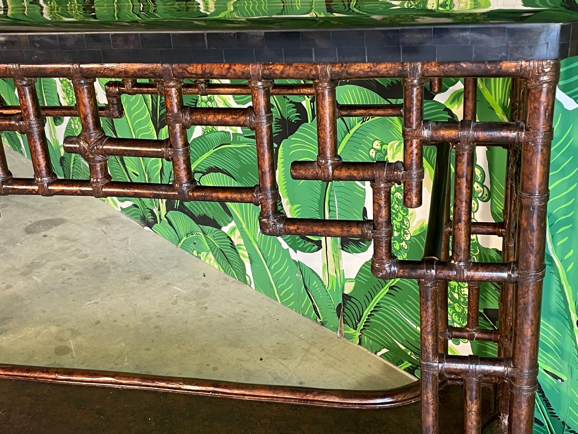 20th Century Rattan Chinoiserie Console Table by Lexington