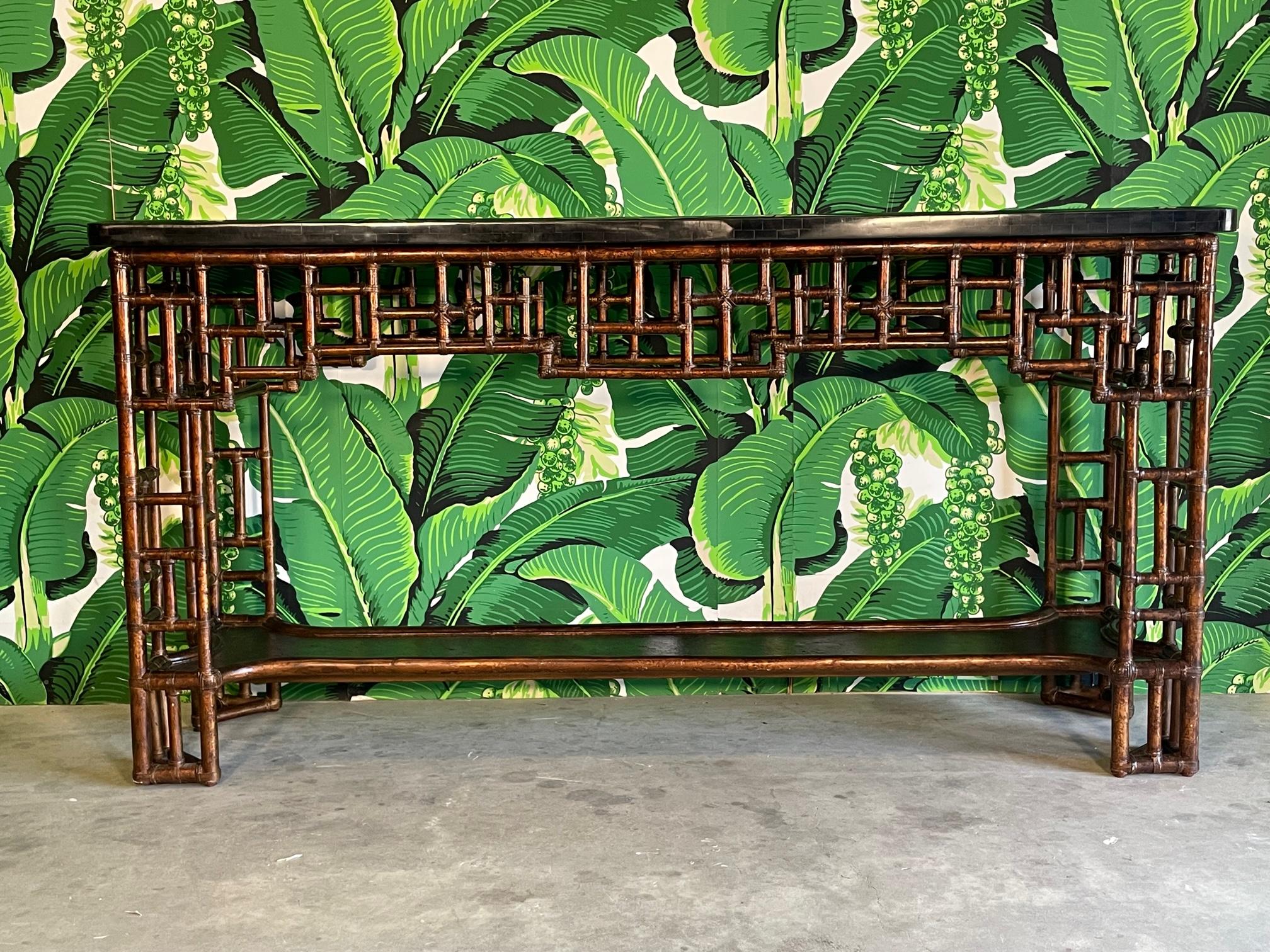 Rattan Chinoiserie Console Table by Lexington 4