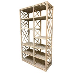 Bielecky Brothers Style Rattan Chinoiserie Étagère Bookshelf