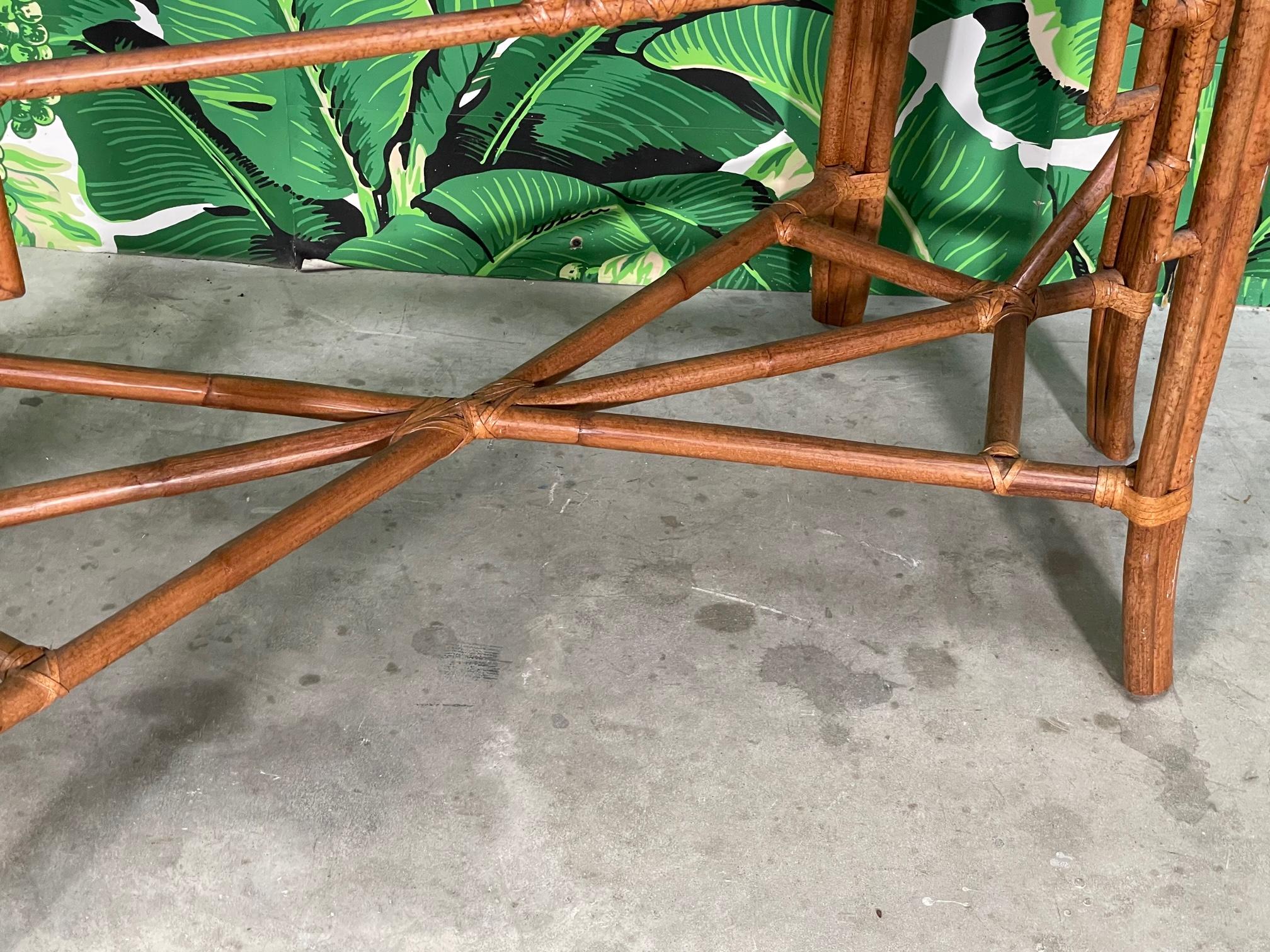 Rattan Chinoiserie Fretwork Dining Table Base or Console In Good Condition In Jacksonville, FL