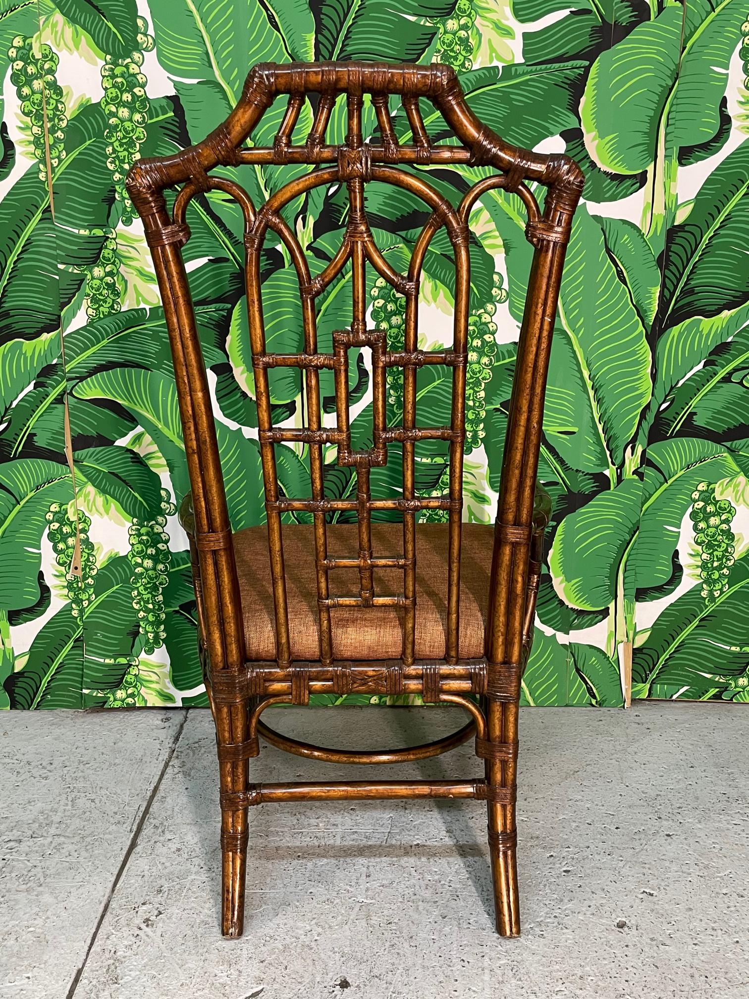 Rattan Chinoiserie Pagoda Style Dining Chairs, Set of 6 In Good Condition In Jacksonville, FL