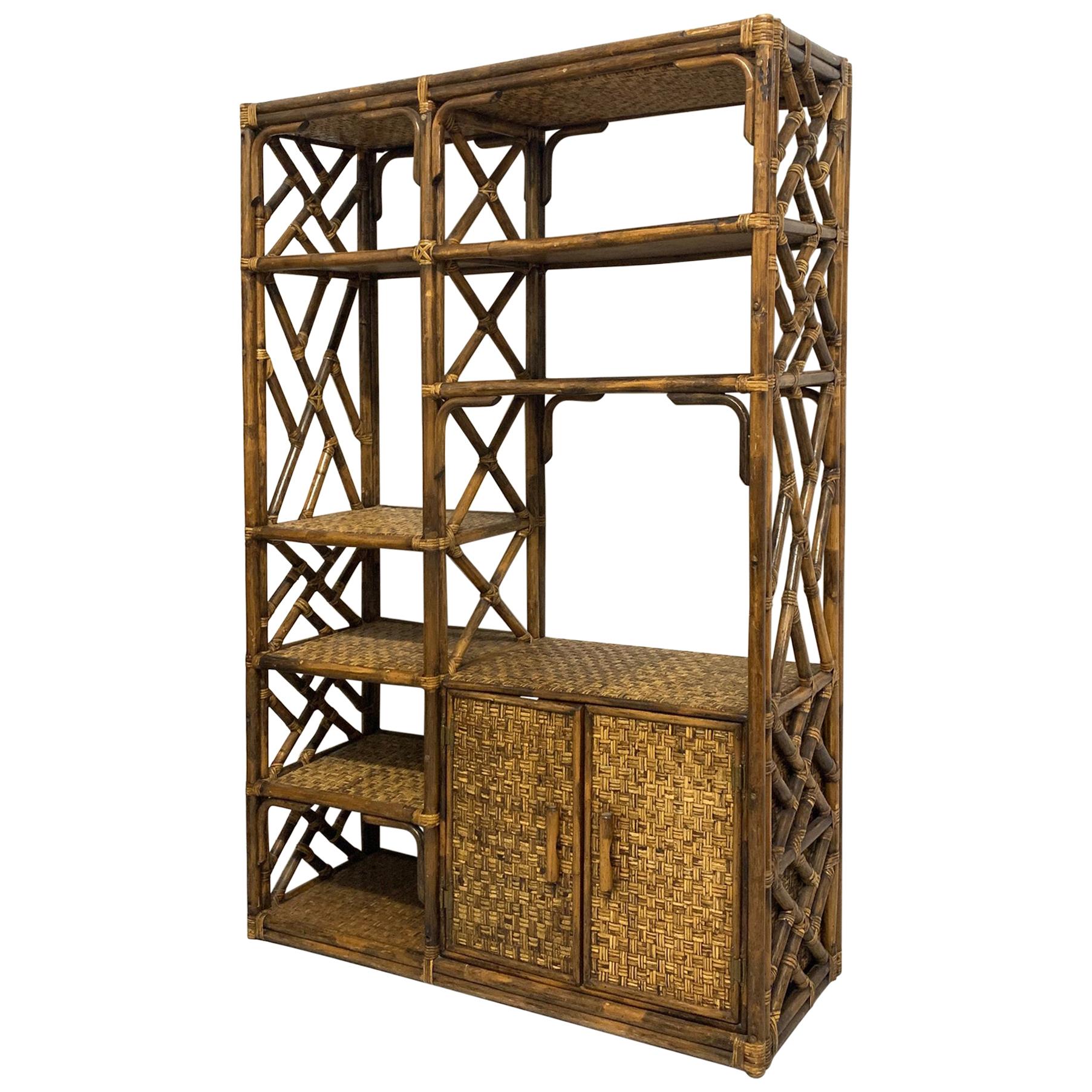 Rattan Chinoiserie Style Bookcase
