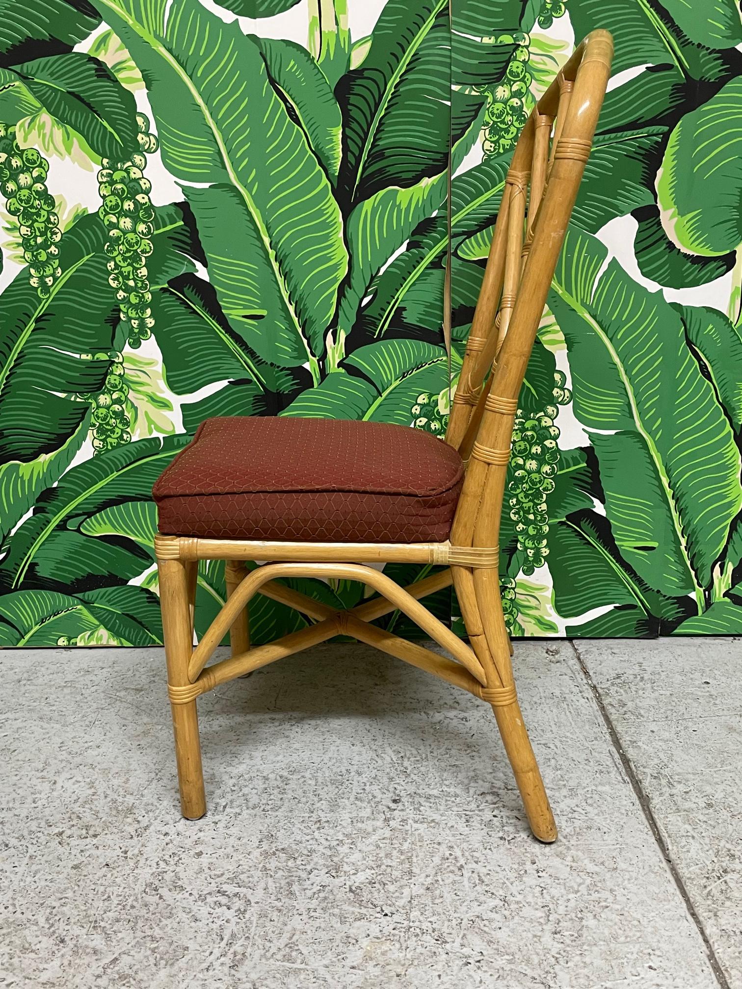Rattan Chinoiserie Style Dining Chairs For Sale 1