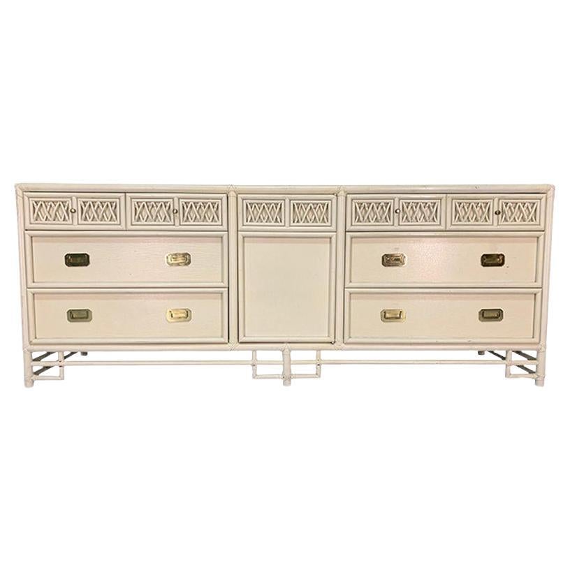 Rattan Chinoiserie Style Dresser in the Manner of Ficks Reed For Sale