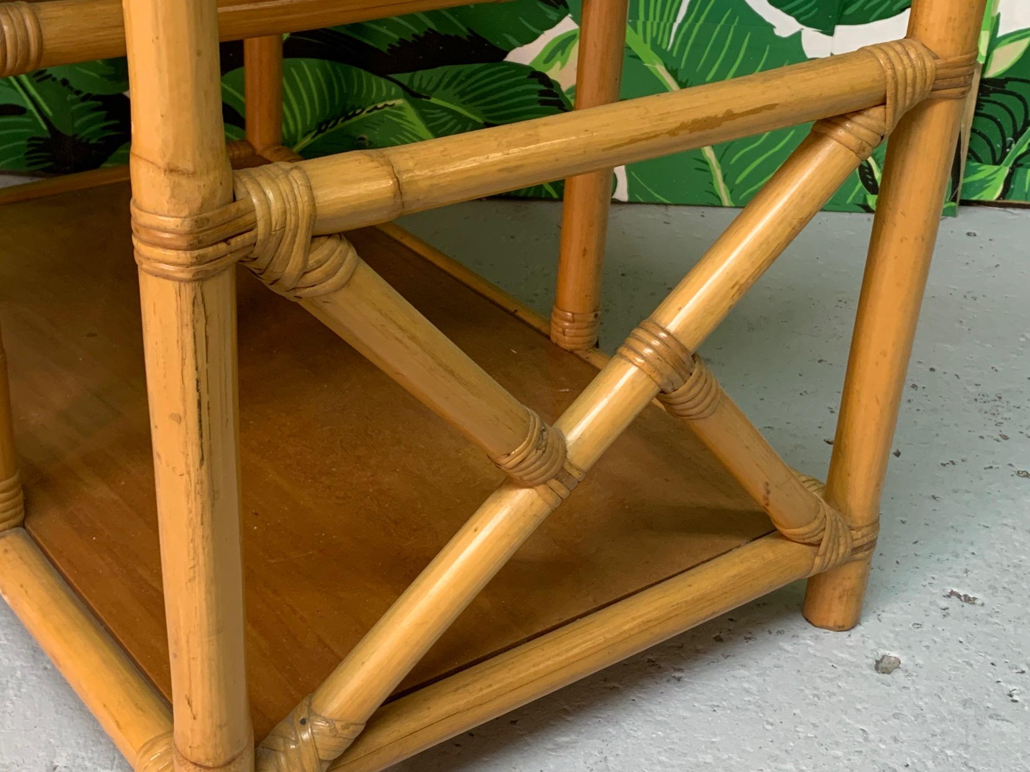 Rattan Chinoiserie Style End Tables 1