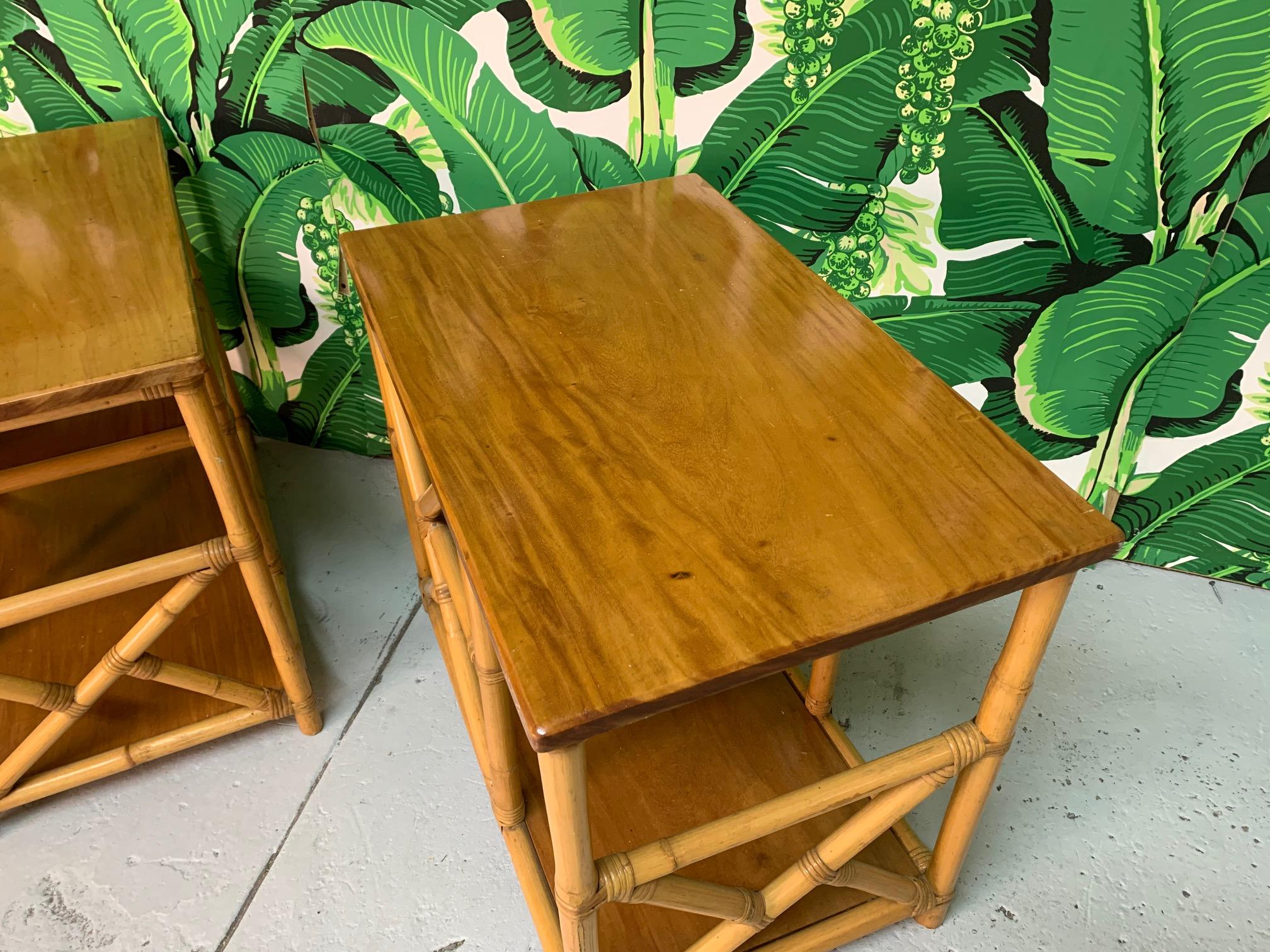 Rattan Chinoiserie Style End Tables 3