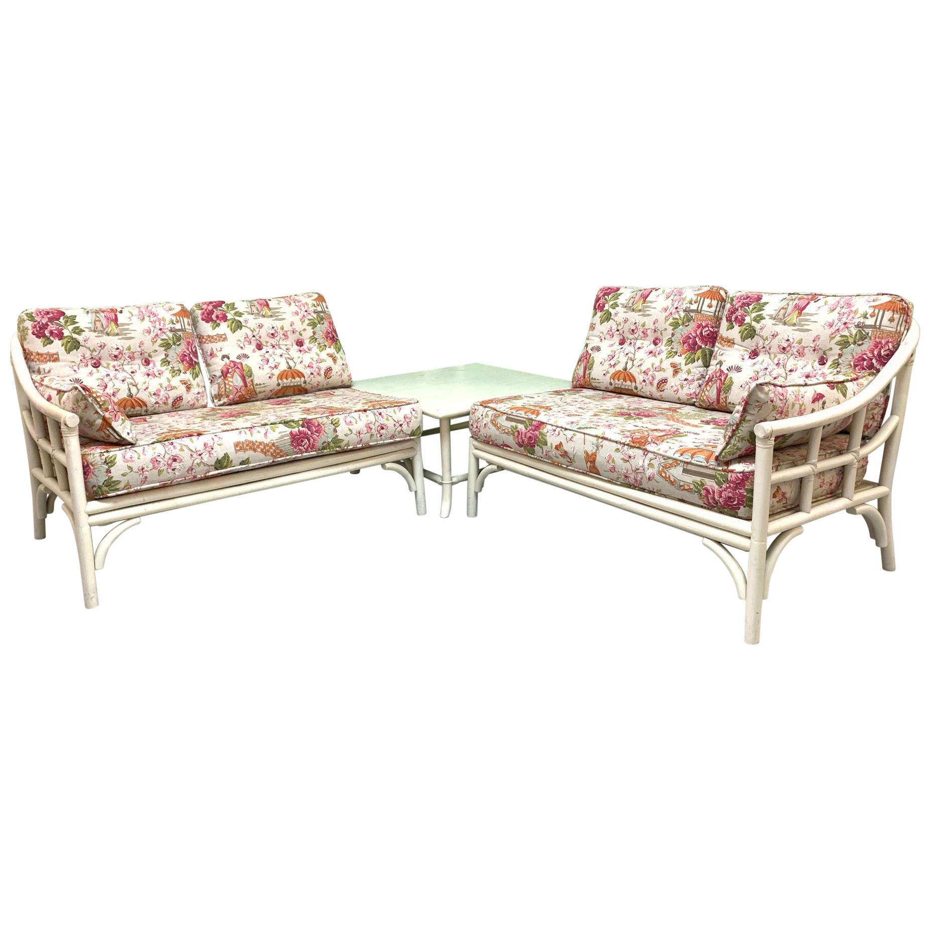 Rattan Chinoiserie TwoPiece Sectional Sofa at 1stDibs