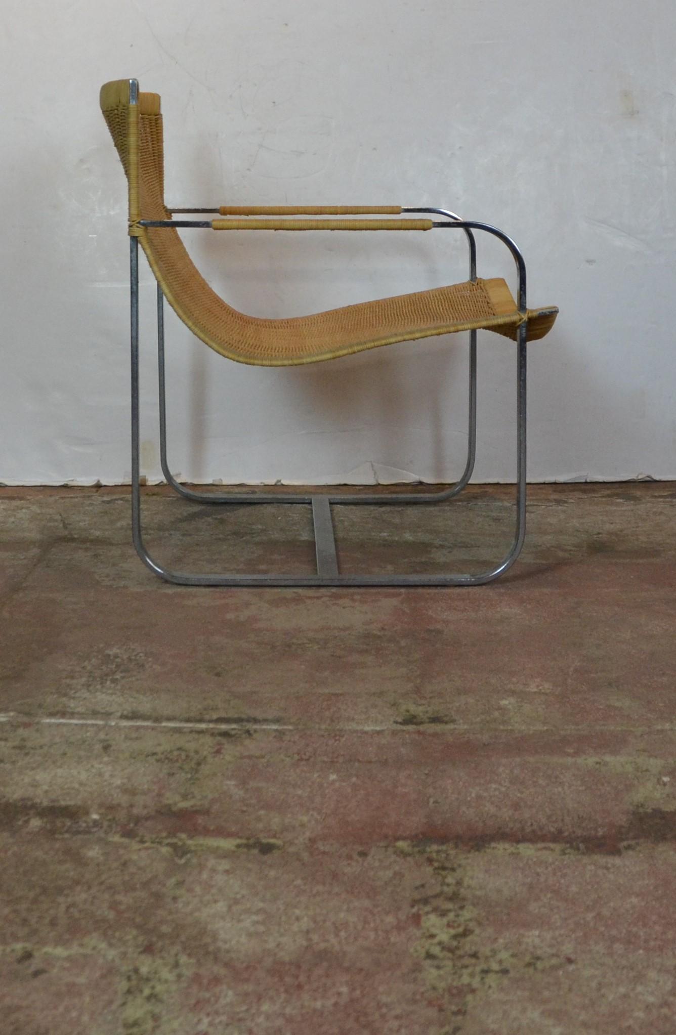 American Rattan Chrome Lounge Chair by Milo Baughman