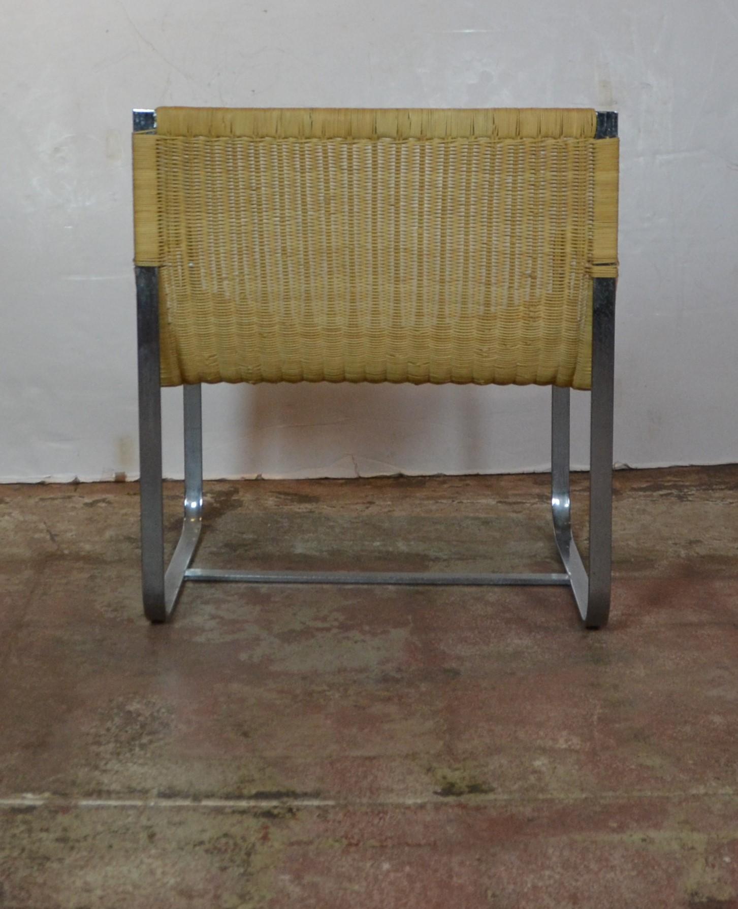 20th Century Rattan Chrome Lounge Chair by Milo Baughman