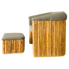 Rattan Club Chair with Stool