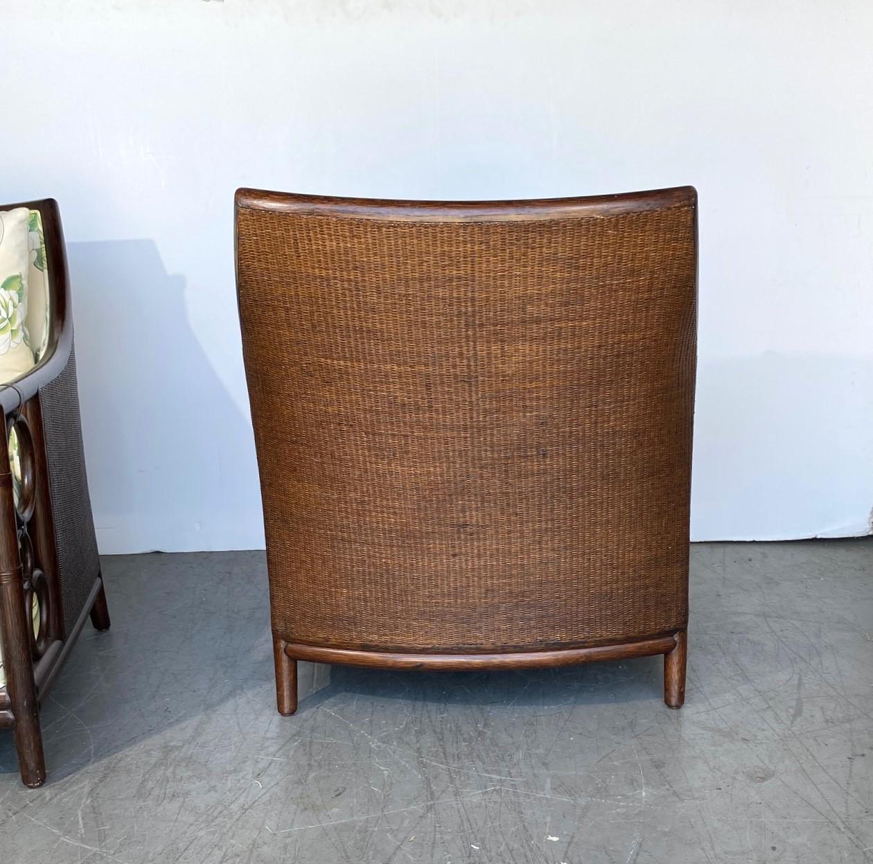 20th Century Rattan Club Chairs by McGuire Set of 2