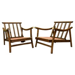 Rattan Club Lounge Chairs in the Manner of McGuire
