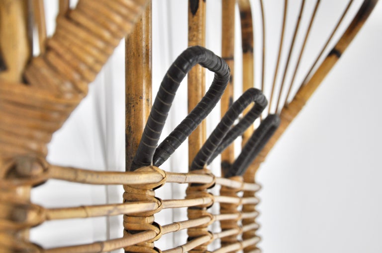 Rattan Coat Rack, 1960s For Sale at 1stDibs