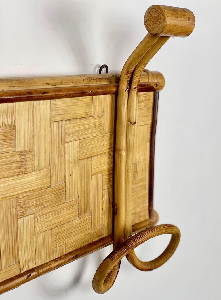 Rattan Bamboo Coat Rack Hanger, Italy, 1960s For Sale at 1stDibs