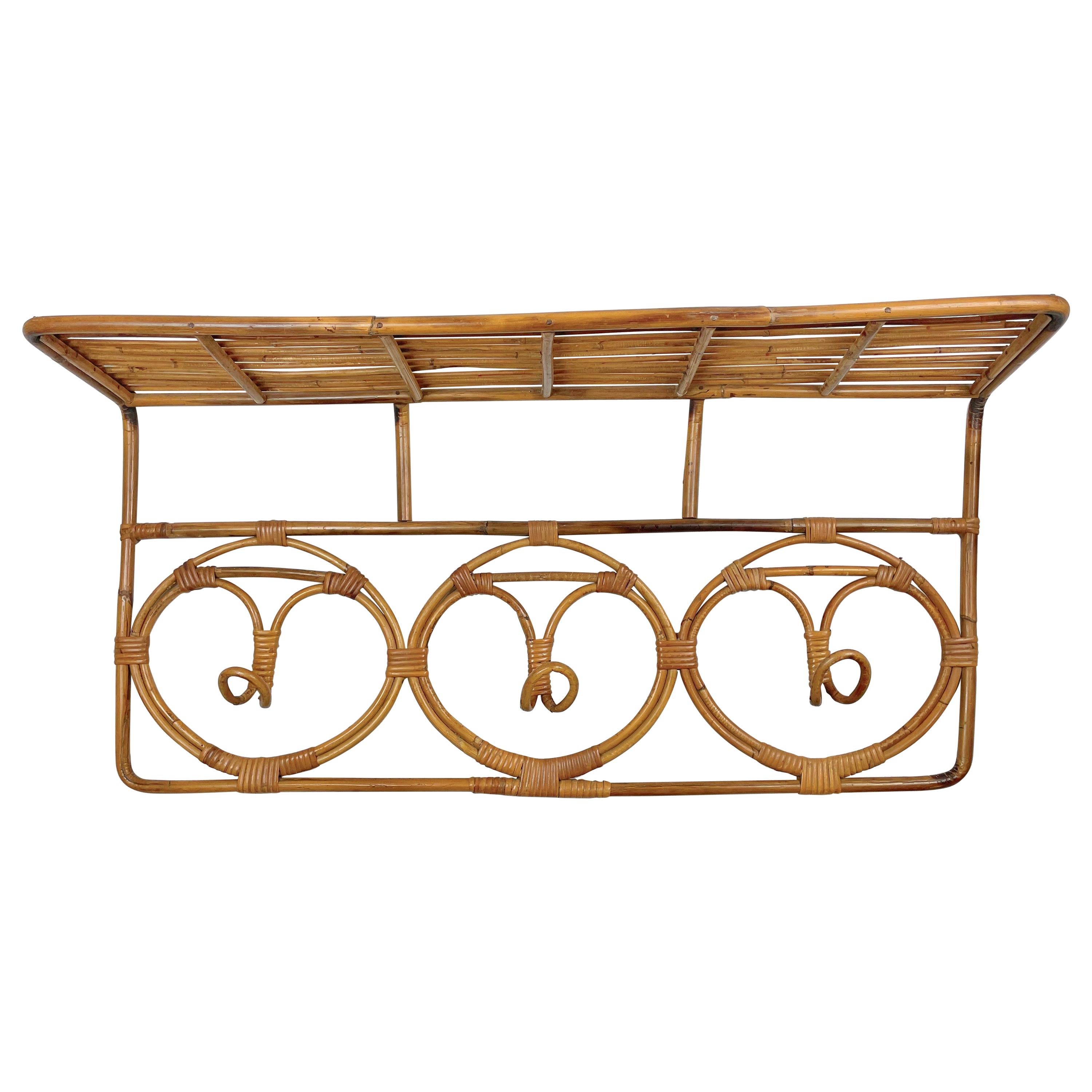 Rattan Bamboo Coat Rack Hanger, Italy, 1960s For Sale at 1stDibs