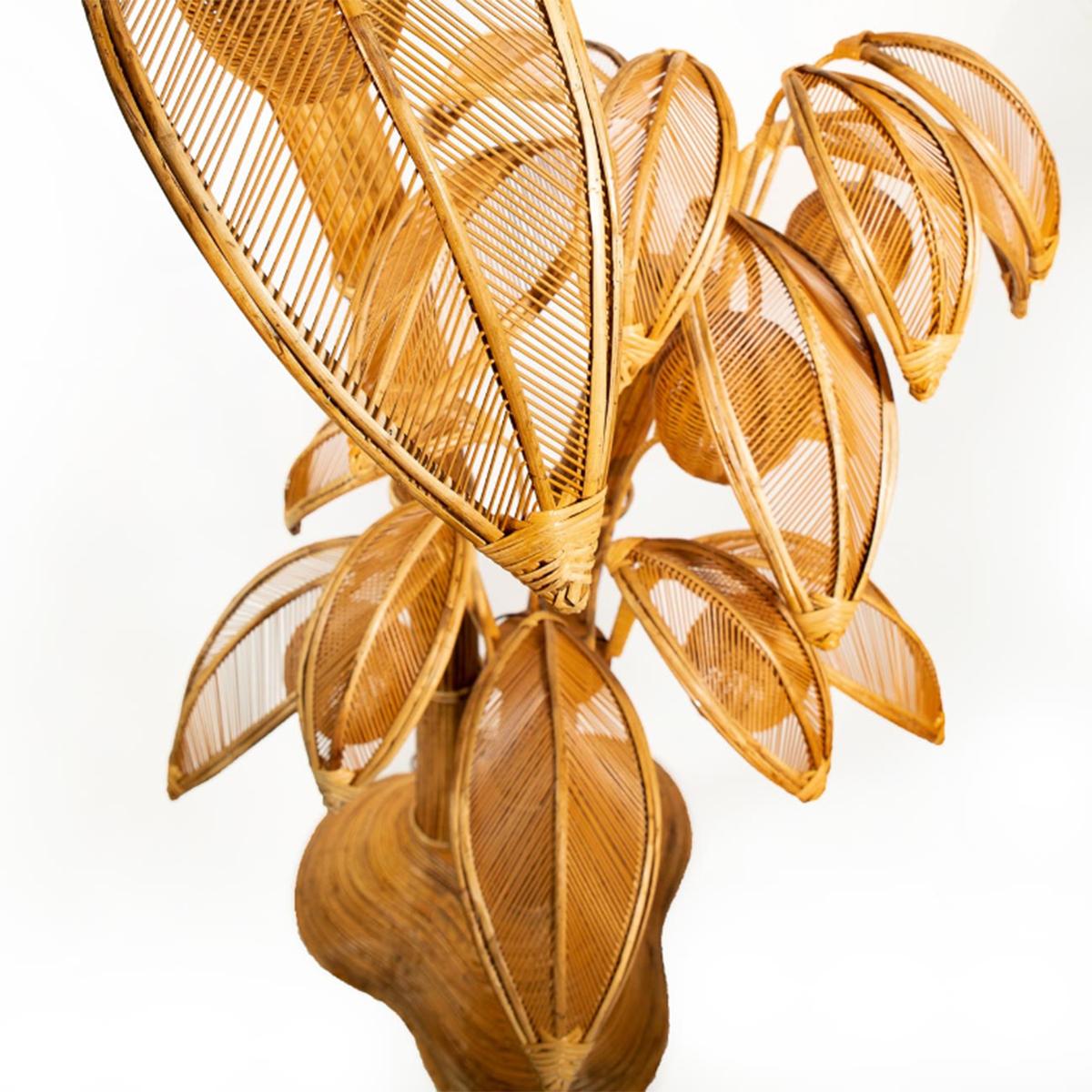 XXIe siècle et contemporain Lampadaire en rotin et noix de coco en vente