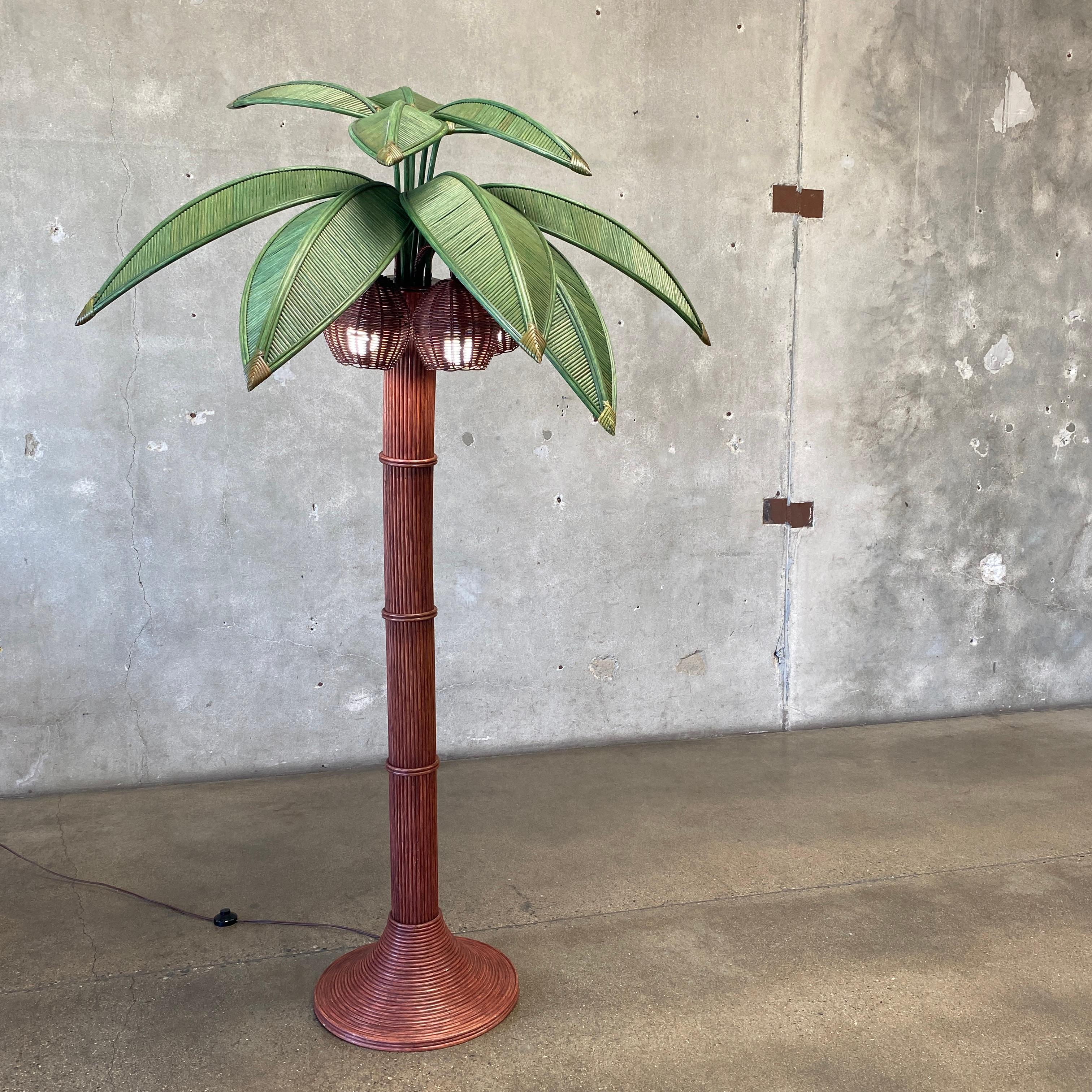 Rattan Coconut Palm Tree Floor Lamp Attributed to Mario Lopez Torres 1970s For Sale 5