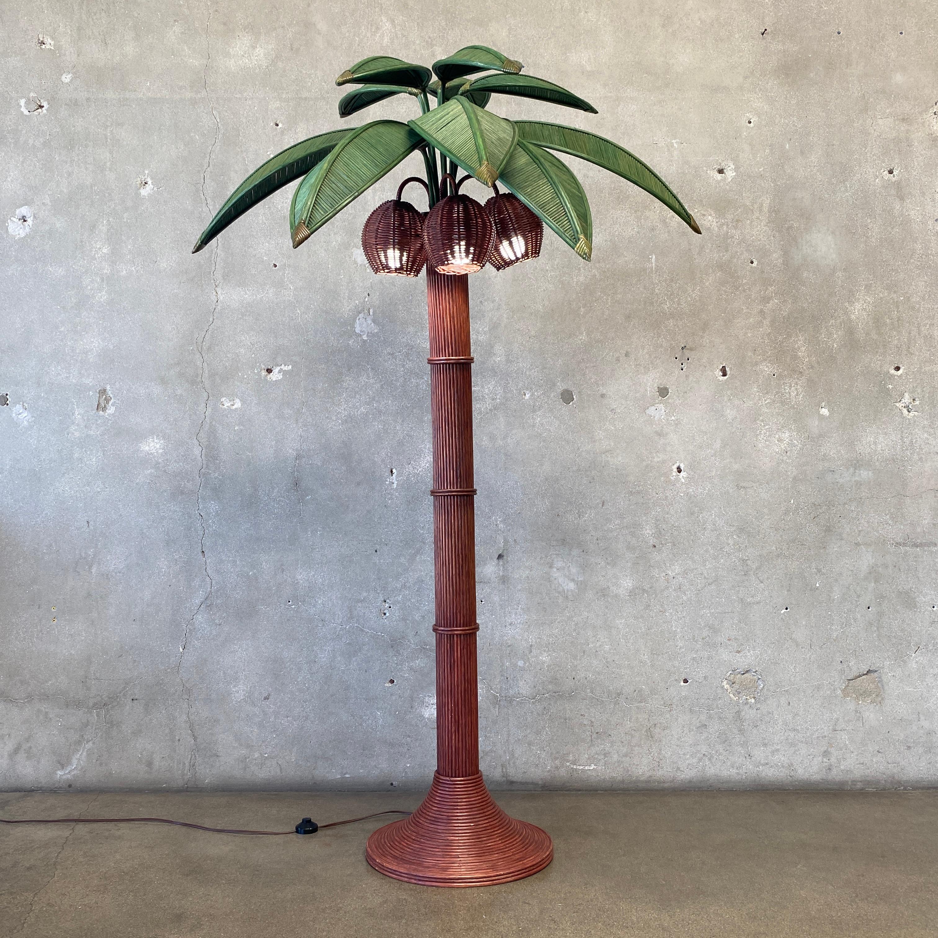 Rattan Coconut Palm Tree Floor Lamp Attributed to Mario Lopez Torres 1970s For Sale 8
