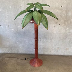 Rattan Coconut Palm Tree Floor Lamp Attributed to Mario Lopez Torres 1970s