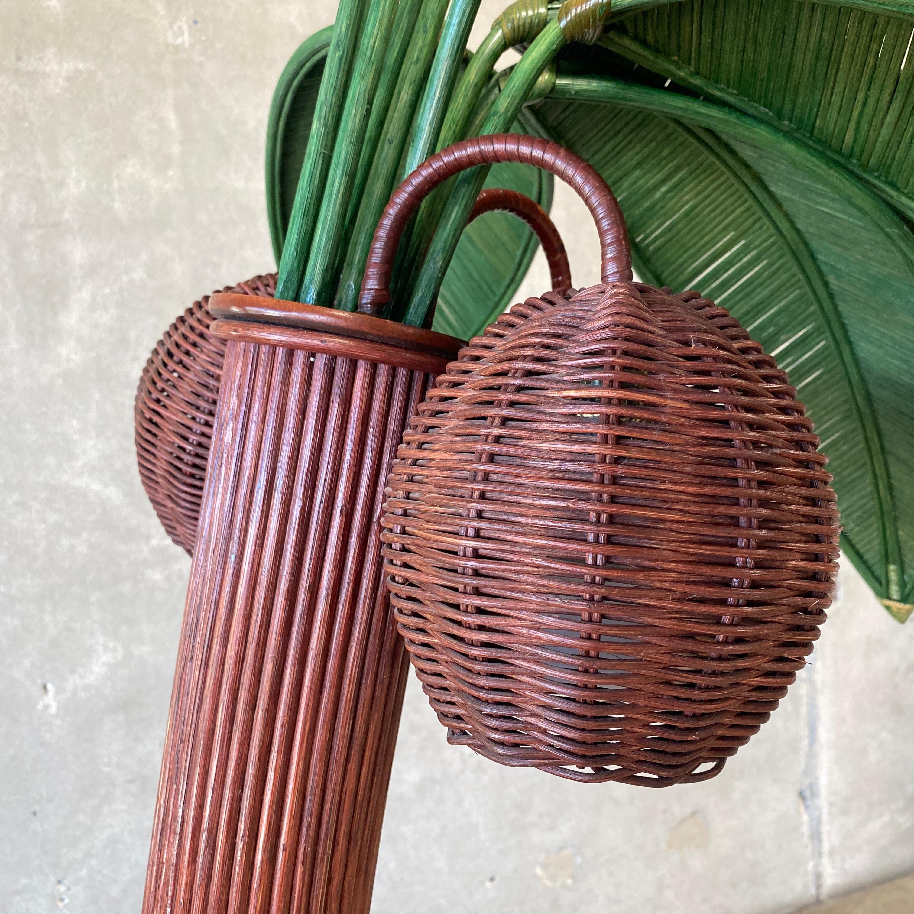 Rattan Coconut Palm Tree Floor Lamp Attributed to Mario Lopez Torres 1970s For Sale 1