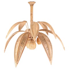 Rattan « coconut tree/palm tree » ceiling light
