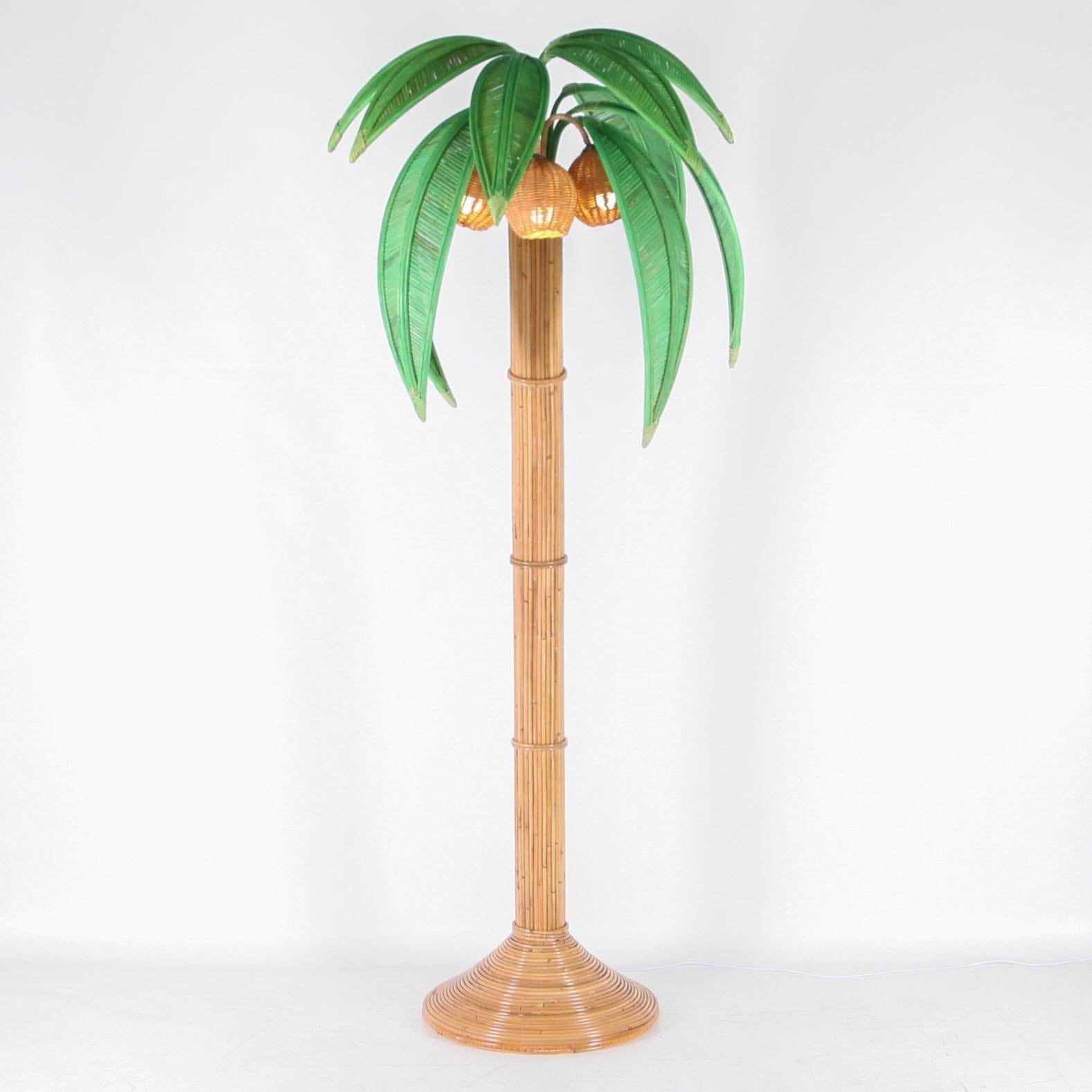 Rattan « coconut tree/palm tree » floor lamp For Sale 5