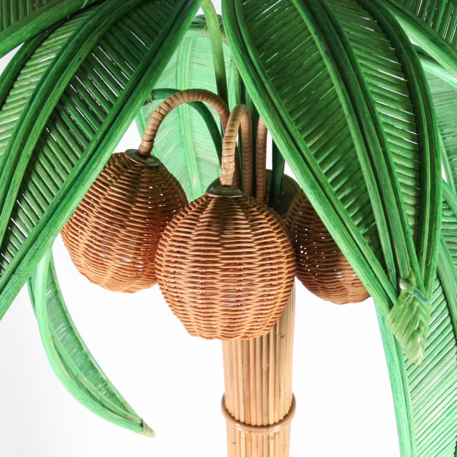 Contemporary Rattan « coconut tree/palm tree » floor lamp For Sale