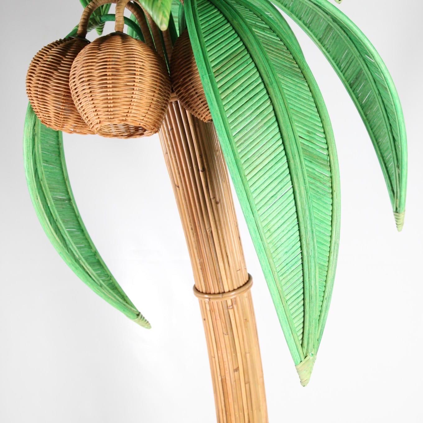 Rattan « coconut tree/palm tree » floor lamp For Sale 1