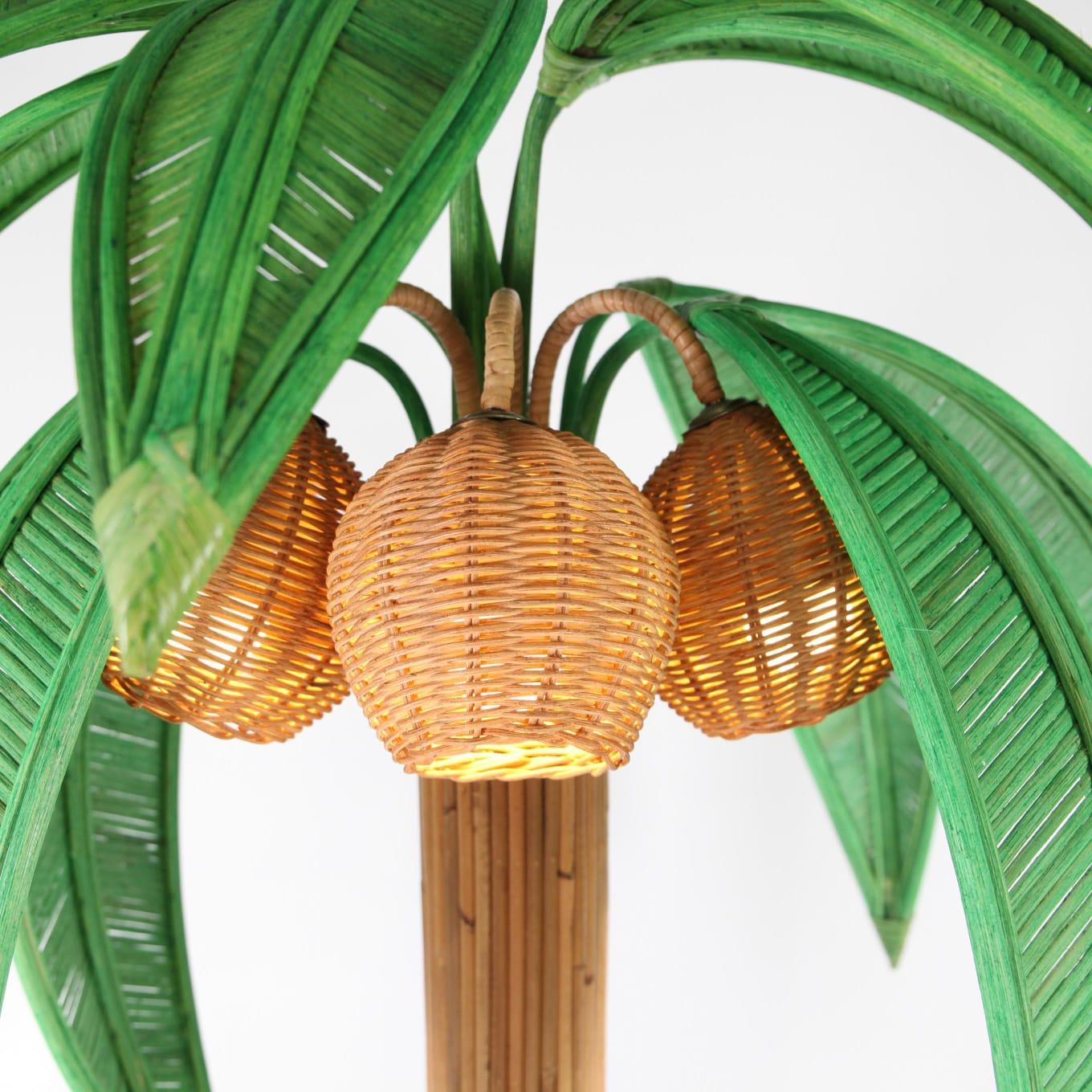 Rattan « coconut tree/palm tree » floor lamp For Sale 4