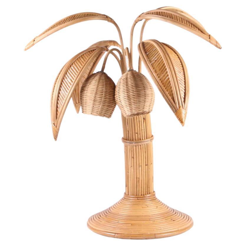 Handmade cute mini-version of rattan coconut lamp. Easy to fit on your table, sidebord or even bedside table. Each comes with 2 bulbs in the coconuts and 6 removable/ adjustable leaves. In the style of Mario Lopez Torres, Vivai del sud