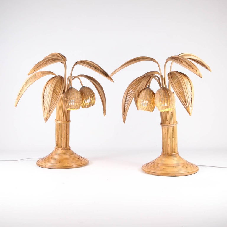 Rattan Coconut Tree / palm tree Table Lamp For Sale at 1stDibs palm