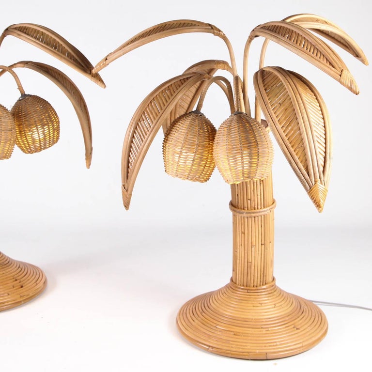 Rattan Coconut Tree / palm tree Table Lamp For Sale at 1stDibs palm