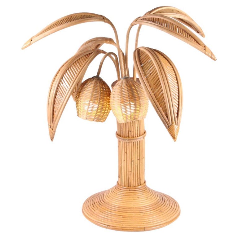 Rattan Coconut Tree / palm tree Table Lamp For Sale at 1stDibs | palm tree  lamp with coconut lights, coconut tree lamp, coconut lamp