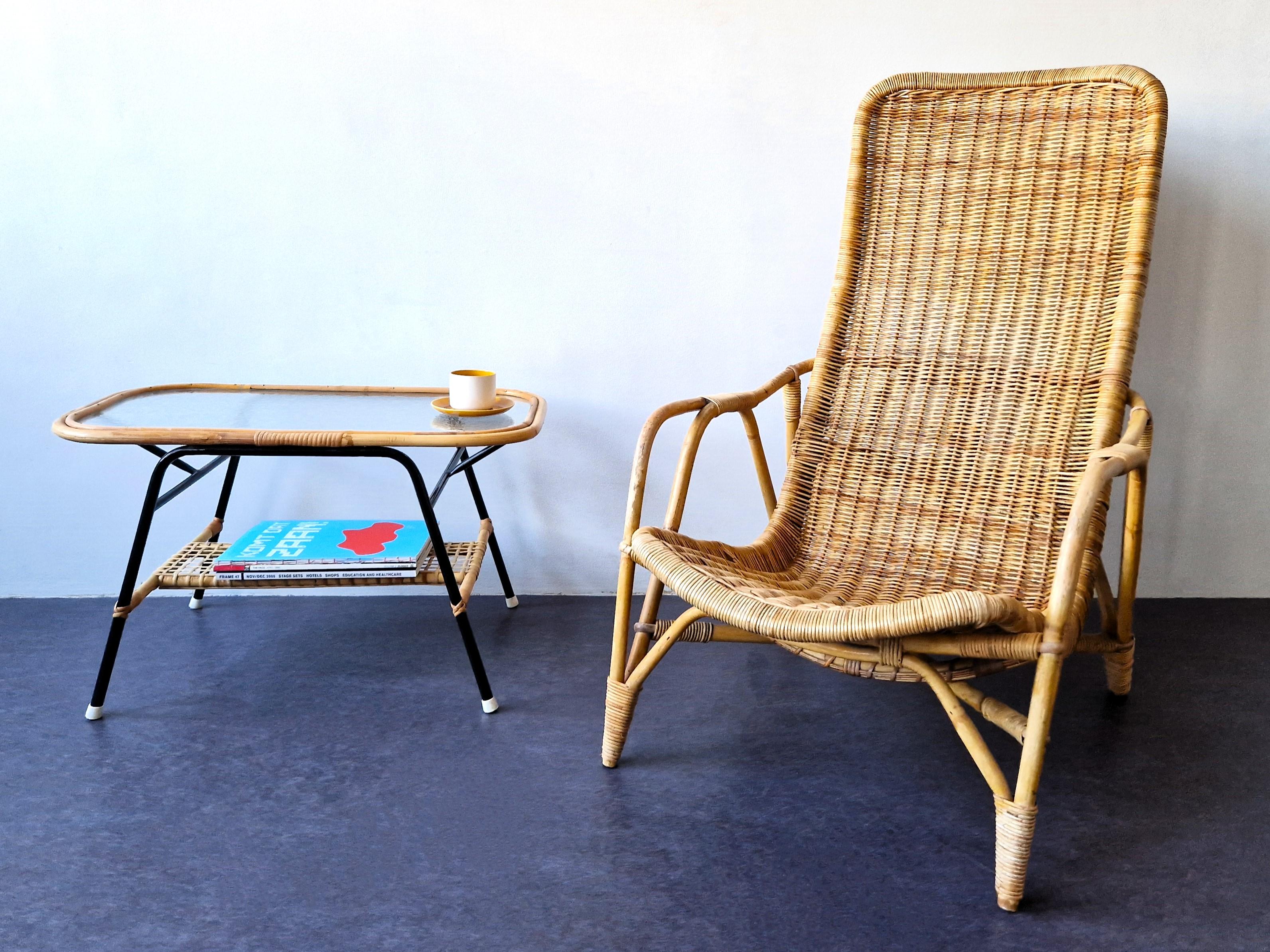 Rattan coffee table for Rohé Noordwolde, 1950's 1