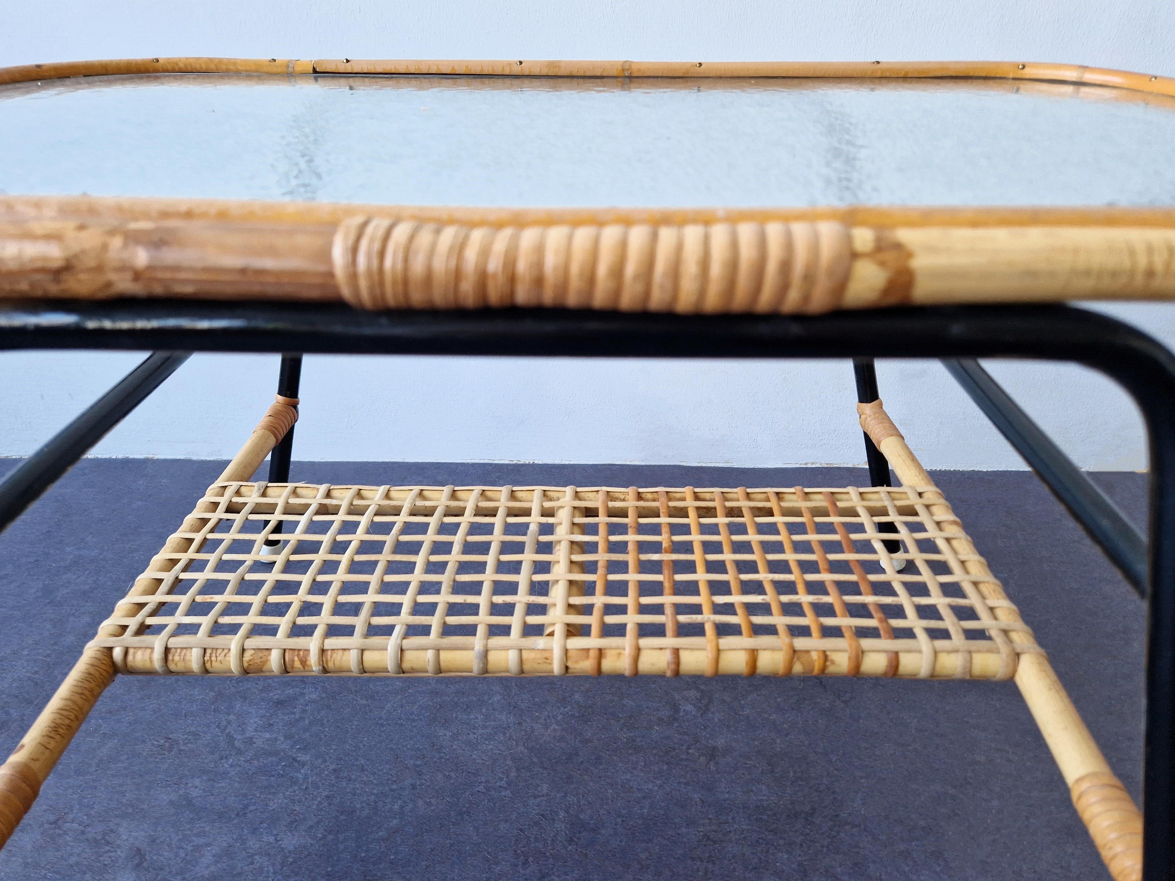 Mid-20th Century Rattan coffee table for Rohé Noordwolde, 1950's For Sale
