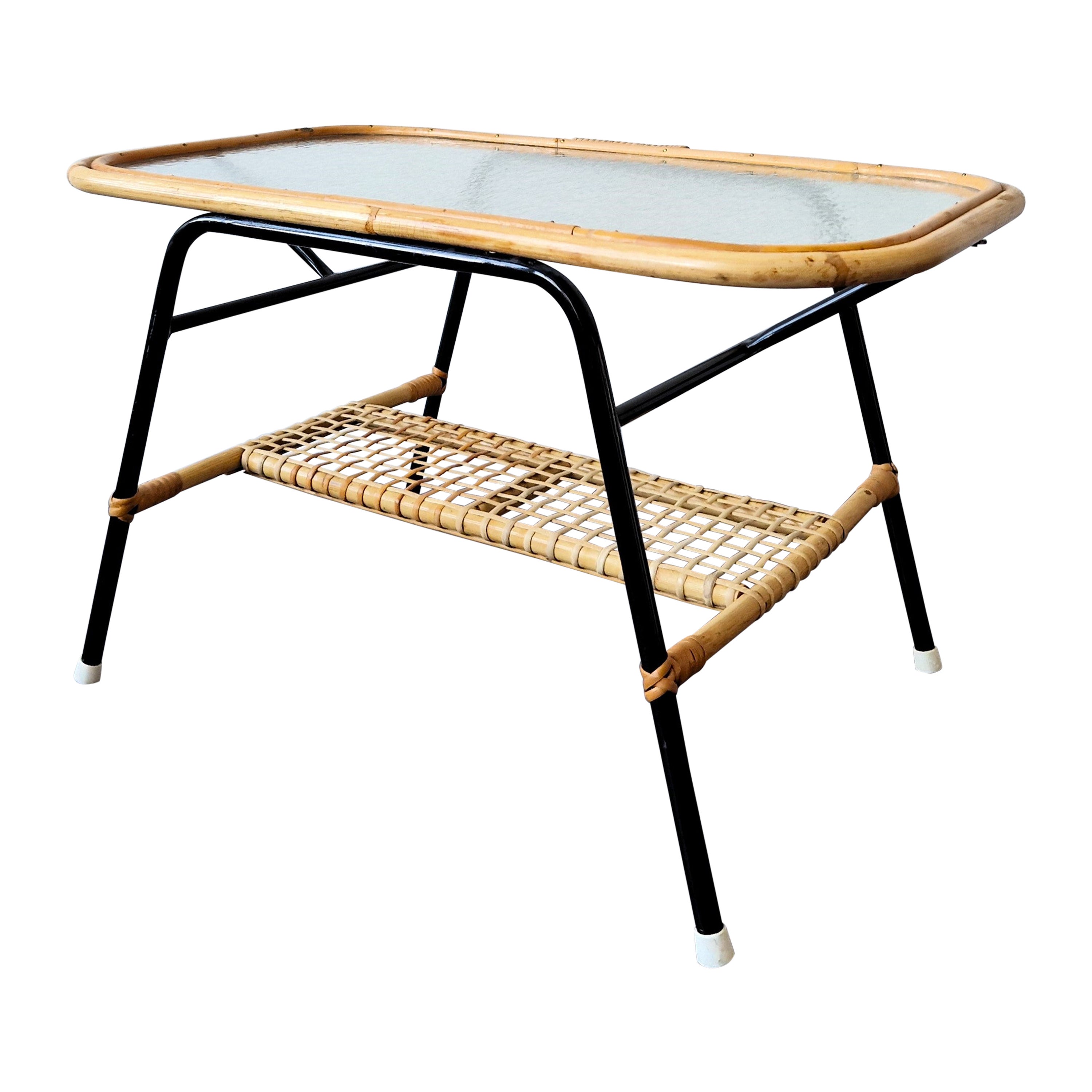Rattan coffee table for Rohé Noordwolde, 1950's