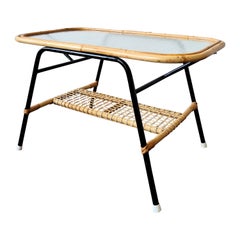 Table basse en rotin pour Rohé Noordwolde, années 1950