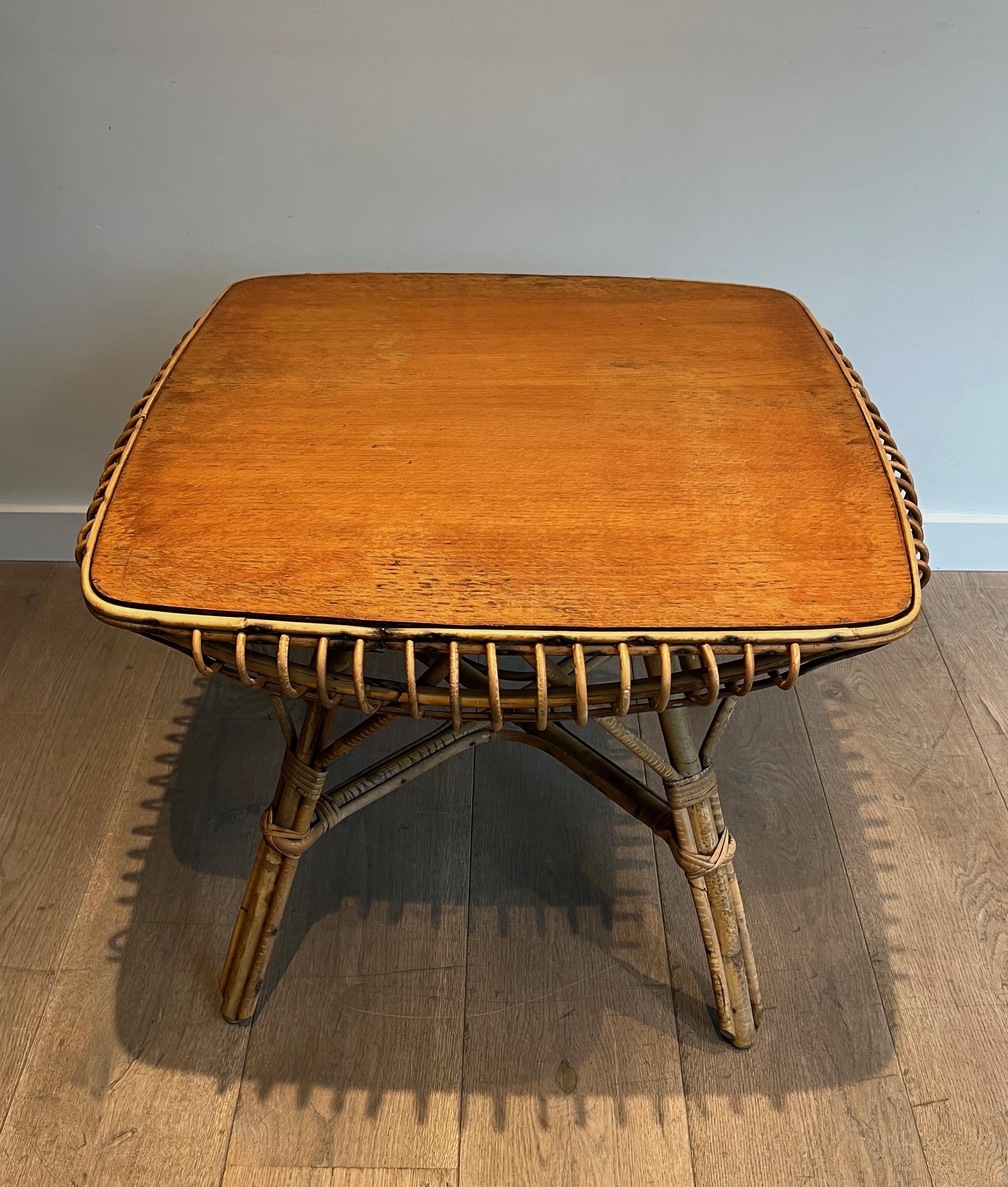 Mid-Century Modern Rattan Coffee Table For Sale