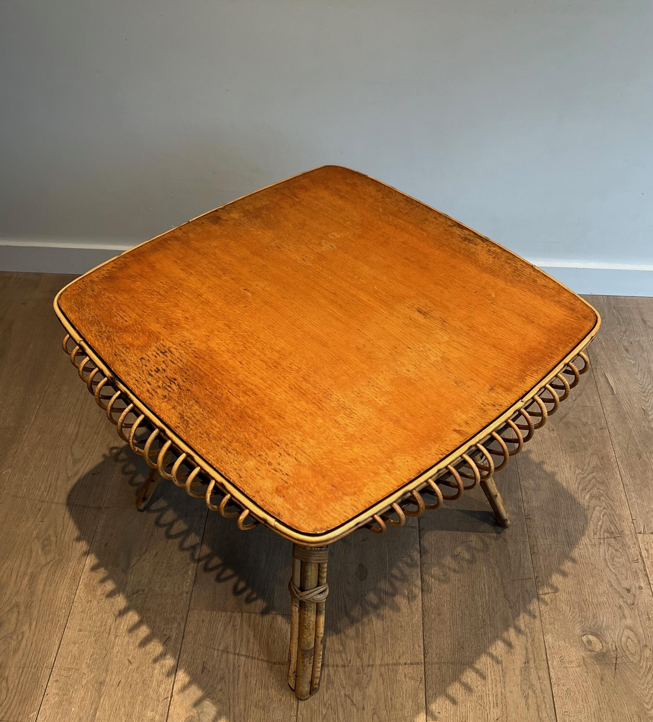 French Rattan Coffee Table For Sale