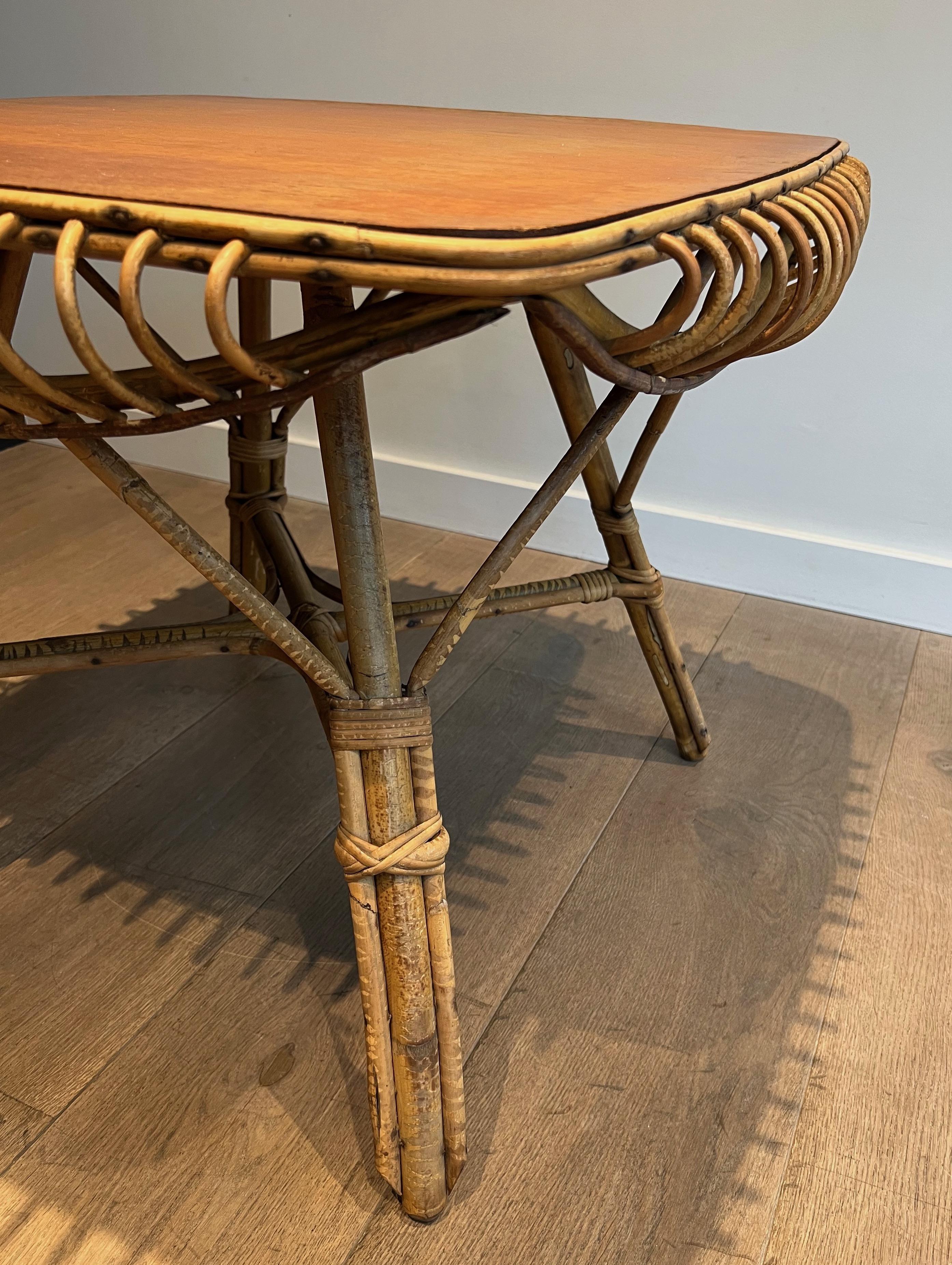 Mid-20th Century Rattan Coffee Table For Sale