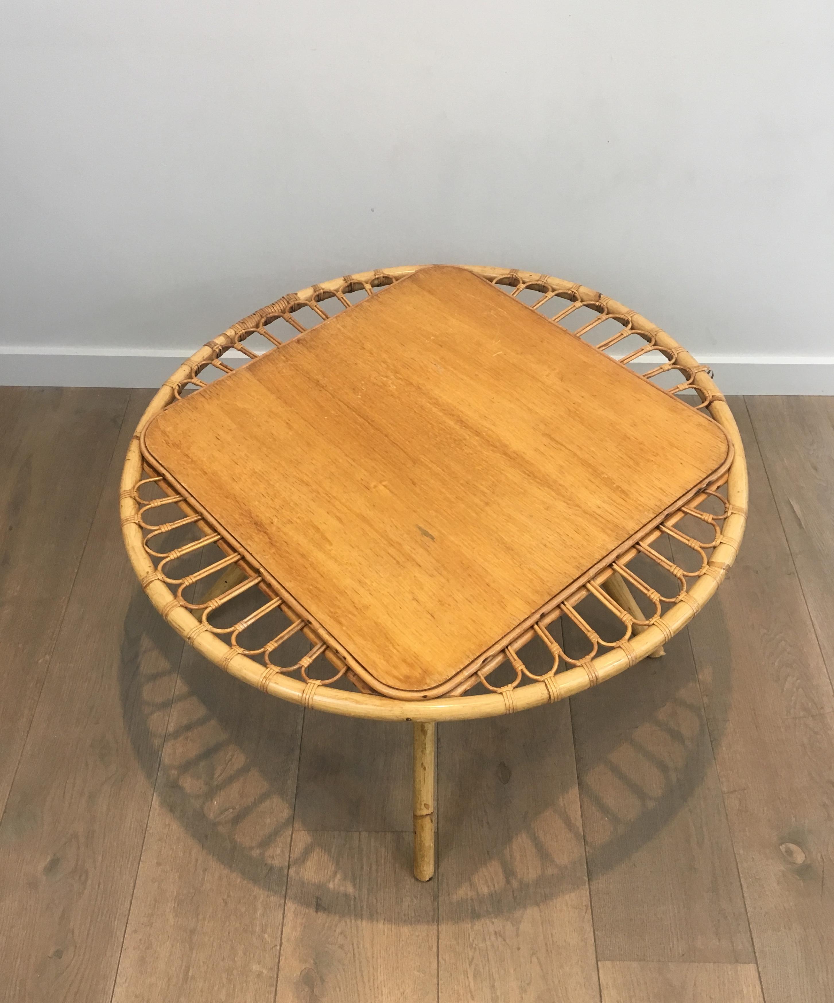 Rattan Trampoline Coffee Table. French Work. Circa 1950 For Sale 5